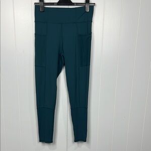 Threads4Thought Womens Leggings L Heather Mallard Full Length Pockets Gym NWOT